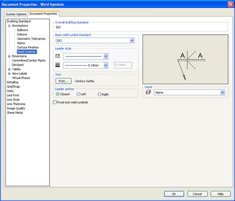 Document Properties Annotations Weld Symbols 2012 Solidworks