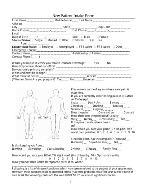 Free Patient Intake Medical Form Template Continuum Riset
