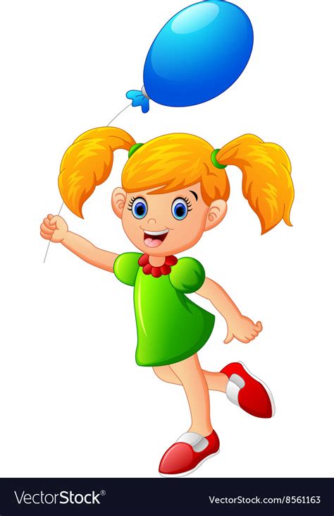 Little Girl Holding Balloon Royalty Free Vector Image