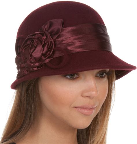 sakkas marilyn vintage style wool cloche bucket winter hat with satin flower