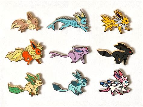 Hard Enamel Pins Eeveelution Eevee Vaporeon Flareon Jolteon Etsy