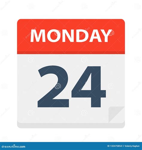 Monday 24 Calendar Icon Vector Illustration Of Week Day Paper Leaf