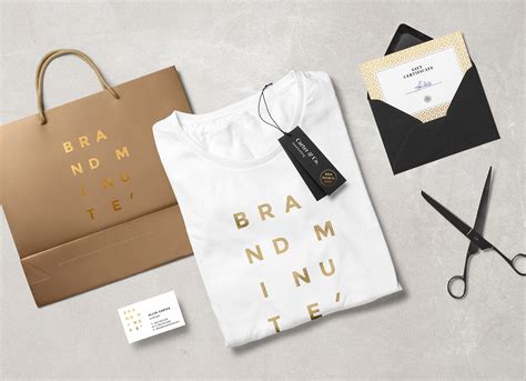 branding mockup scene  shirt envelop business card shopping bag good mockups