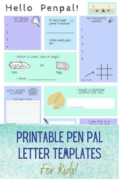 Pen Pal Printable For Kids Pen Pal Template Pen Pal Set Pen Pal