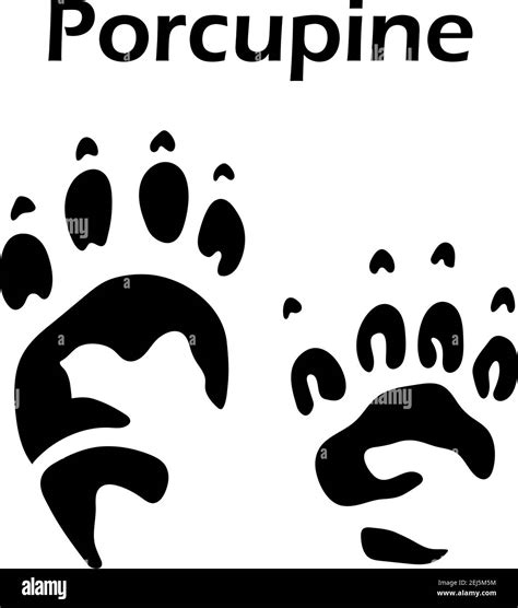 Porcupine Footprint Black Silhouette Design Vector Illustration Stock