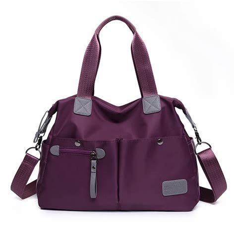 High Quality Purple Zipper Solid Waterproof Shoulder Bags Nylon Small