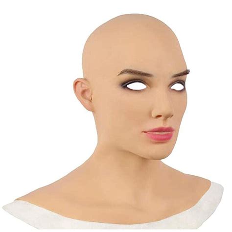 Katyma Female Face Mask Realistic Beauty Girl Full Face Mask Latex