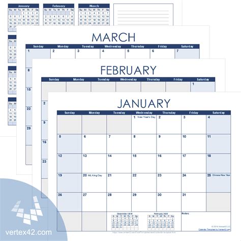 Printable Calendar Template Vertex Printable Lab