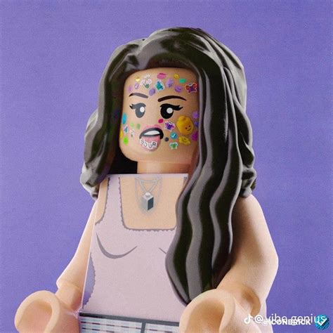 There Is A Lego Figure With Makeup On Its Face And Long Black Hair