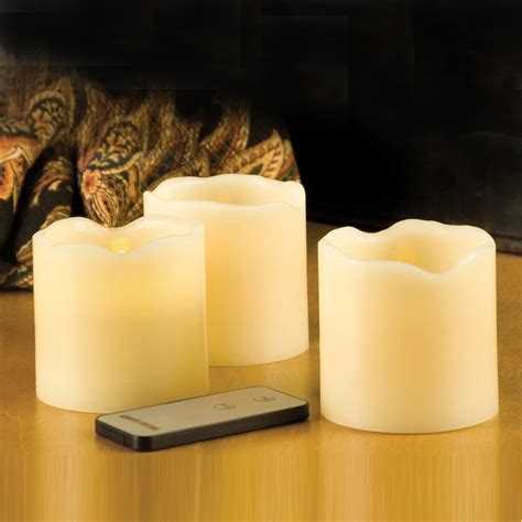 New Set Of 3 Flameless Flickering Led Light Real Wax Scented 3 Pillar