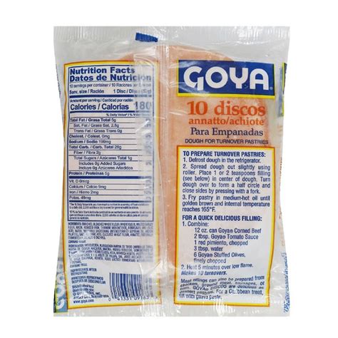 Goya Empanada Dough Discs For Turnover Pastries With Annatto 20 Oz