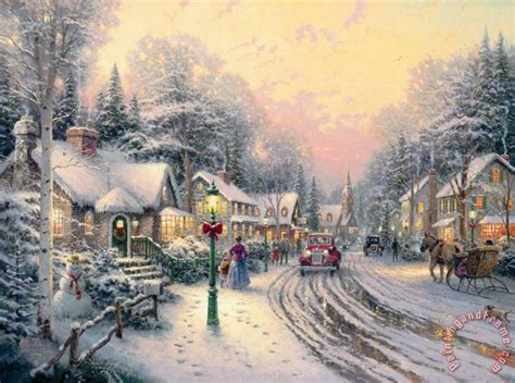 Thomas Kinkade Village Christmas Painting Village Christmas Print For