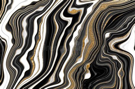 Black And White Gold Veined Marble Texture Abstract Agate Ripple