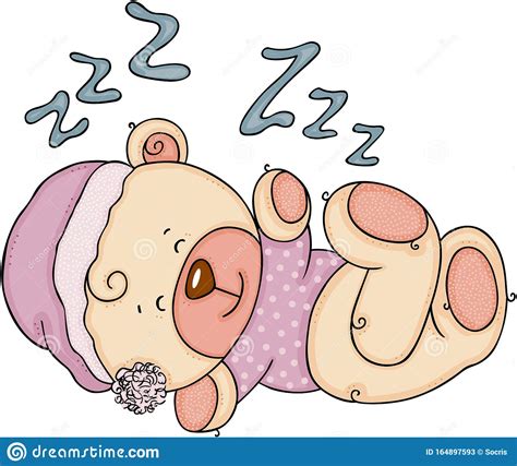 Cute Baby Teddy Bear Sleeping Stock Vector Illustration Of Good Rest