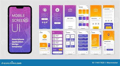 Mobile Application Design Templates Set Stock Vector Illustration Of Object City 174417820