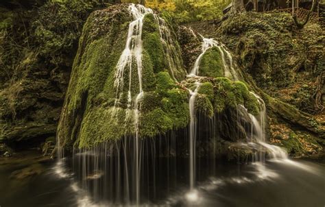 Bigar Waterfall Romania Waterfalls Crag Moss Hd Wallpaper Rare