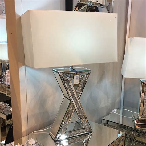 Diamond Glitz Mirrored X Table Lamp Picture Perfect Home