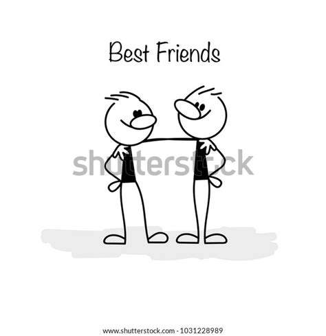 Two Best Friends Stick Figure Stock Vector Royalty Free 1031228989
