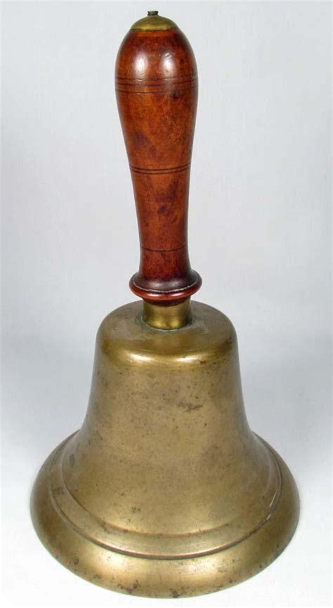 Antique Brass And Wooden School Bell Approx 10
