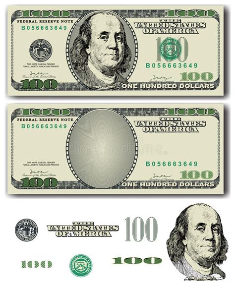 100 Dollar Bill Vector 100 Dollar Bill With Easy Removable Elements