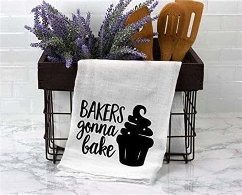 bakers gonna bake baking kitchen towels flour sack towels white 28 x 29 handmade