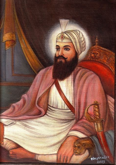 Sikh Guru Har Rai Painting Handmade Sikhism Seventh Guru Religious