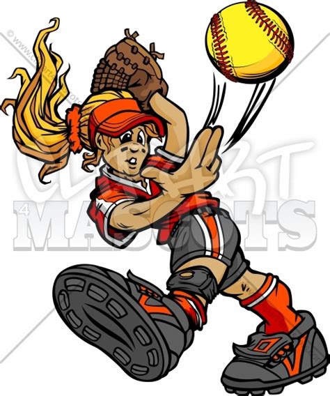 Softball Pitcher Clipart Graphic Vector Cartoon