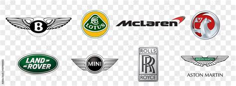 British Car Logos British Car Brands Set McLaren Mini Rolls Roys Bentley Aston Martin