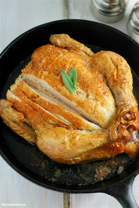 Roasted or oven baked chicken remove the chicken from the oven once the internal temperature reaches between 155°f to 160°f and then allow the chicken to sit and continue to cook until it reaches a final internal temperature of 165°f. How to Become a Better Cook: Roasting 101 - StrictlyDelicious