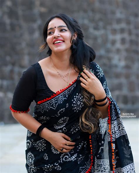 Malavika Menon Wearing Black Saree Photos Actress Gallery