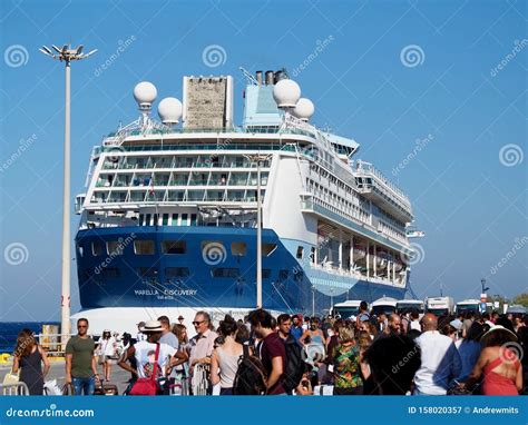 Cruise Ship And Crowd Of People On Pier Editorial Photography Image