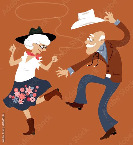 Senior Couple Dressed In Traditional Western Costumes Dancing Square