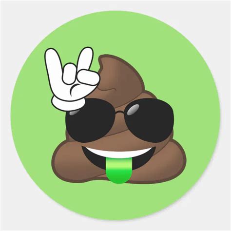 Rock On Cool Poop Emoji Green Stickers Zazzle