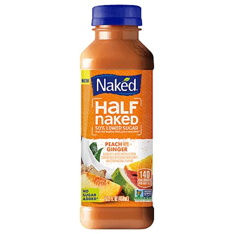 Naked Half Naked Juice Smoothie Peach Wginger 152 Fl Oz Bottle