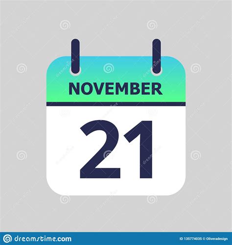 Calendar 21st Of November Stock Vector Illustration Of November