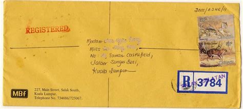 Do i need a particular type of parcel or packaging? Airmail Labels Collection: Registered Letter - Malaysia 1983