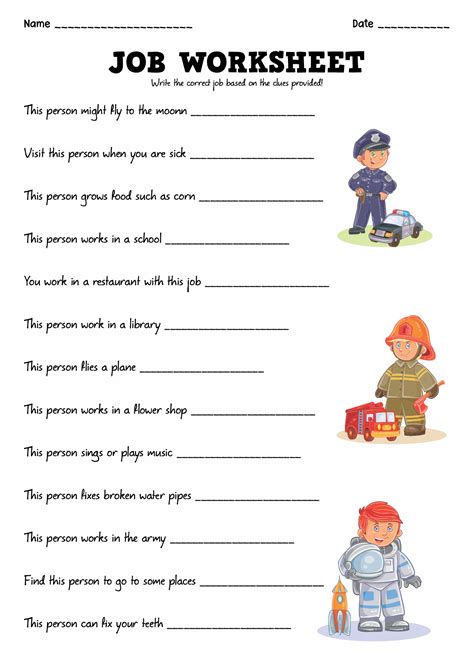 14 Best Images Of Jobs Occupations For Kids Worksheets Community