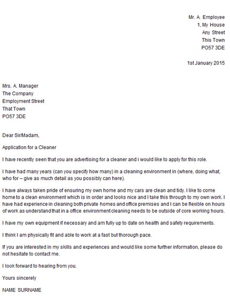 You may think that a good start would be to simply introduce yourself. Cleaner Cover Letter Example - icover.org.uk - icover.org.uk