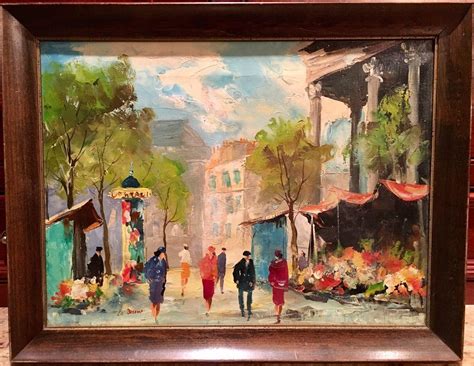 Beautiful Mid Century 1940s 1950s Abstract French Oil Painting On