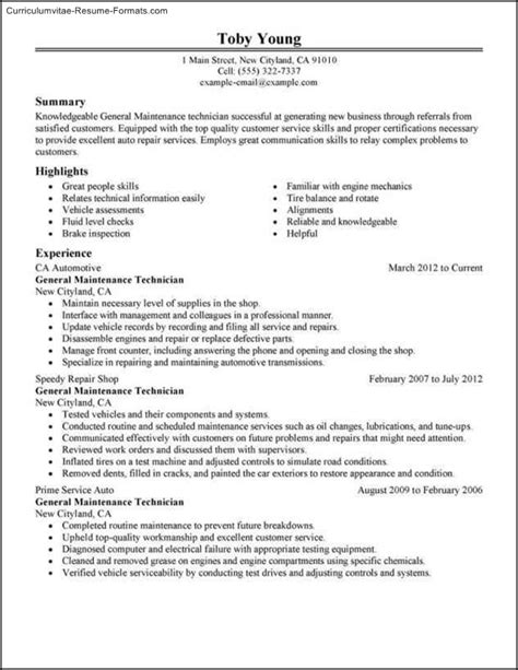 Diesel mechanic resume sample inspires you with ideas and examples of what do you put in the objective, skills, responsibilities and duties. Maintenance Mechanic Resume Template | Free Samples ...