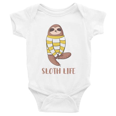 Sloth Life Funny Baby Bodysuit Sloth Baby Onesie Cute Etsy
