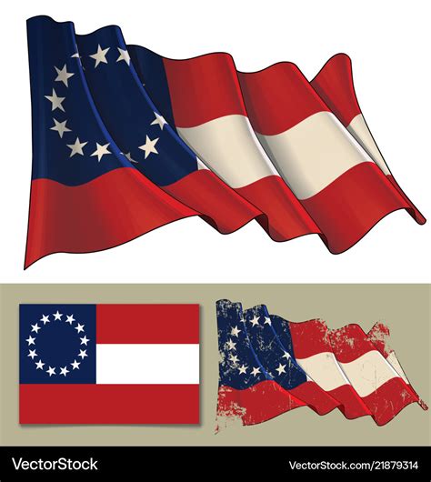 Waving Flag Of The Confederate States Of America Vector Image