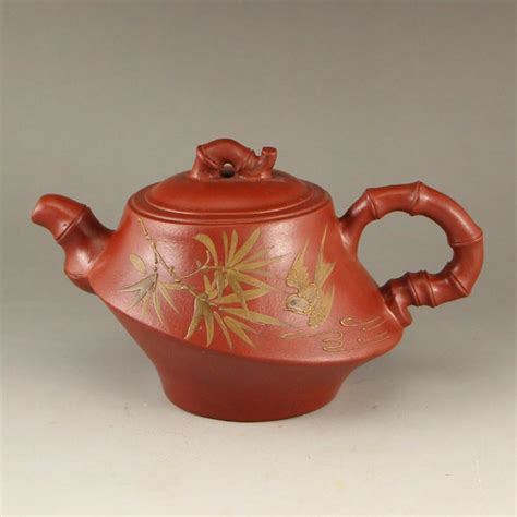 Sold Price Chinese Yixing Zisha Clay Bamboo And Bird Teapot W Artist