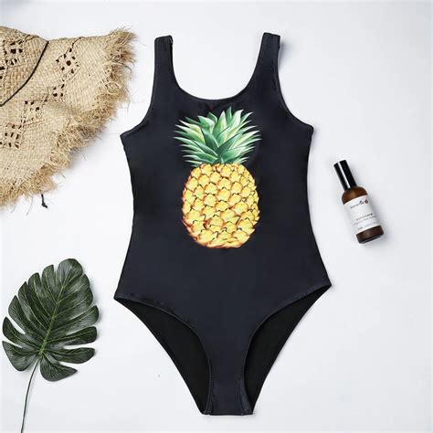 Womens Personality Pineapple Bikini Sexy Swimsuit Beach Swimwear Push