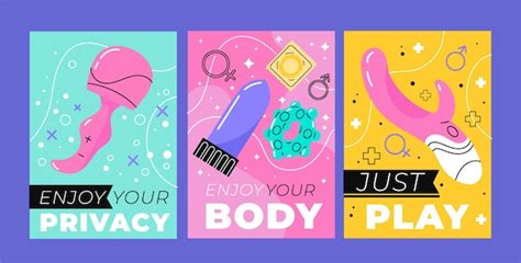 free vector hand drawn sex toys cards set