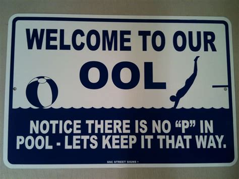 No P In Pool Funny Safety Warning Metal Sign