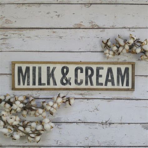 Milk And Cream Sign Milk And Cream Rustic Wood Sign Farmhouse Wall