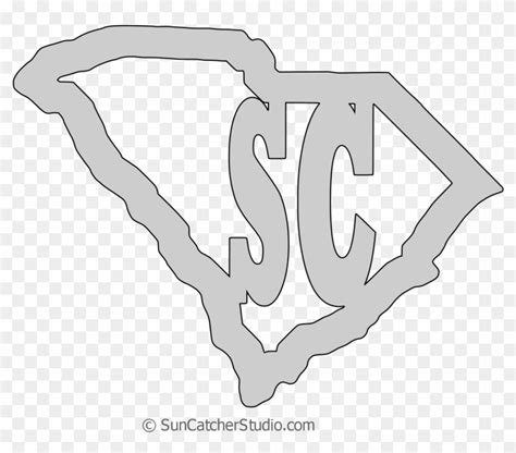 South Carolina Map Shape Text Outline Scalable Vector Line Art Hd