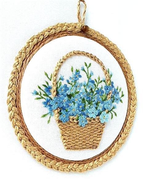 Finished Embroidery Hoop Art Flower Bouquet First Etsy