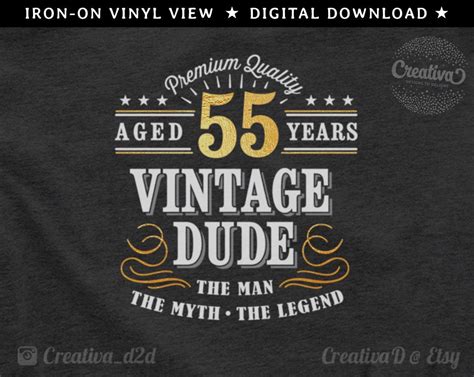 55th Birthday Svg 55 Vintage Dude Svg Dude Svg Mens Etsy